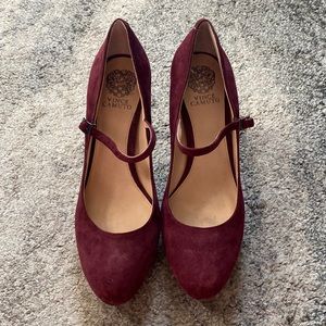 Burgundy Suede Platform Mary Janes- Vince Camuto